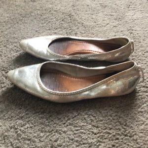 Frye Kenzie Metallic Silver Distressed Flats